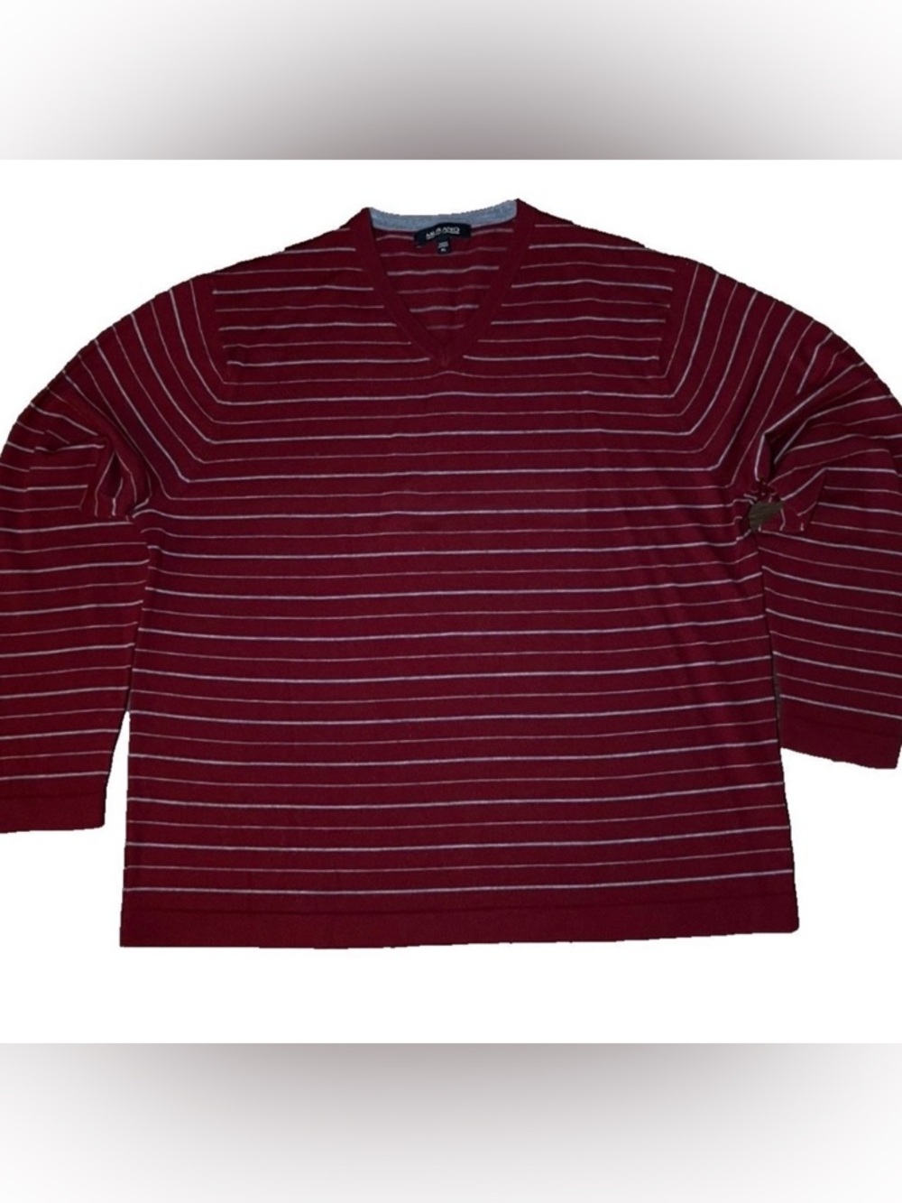 Vintage Murano 100% Merino Wool Striped Sweater XL Red Gray Striped